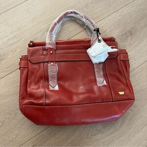 IIIBeca Red Leather Messenger Bag